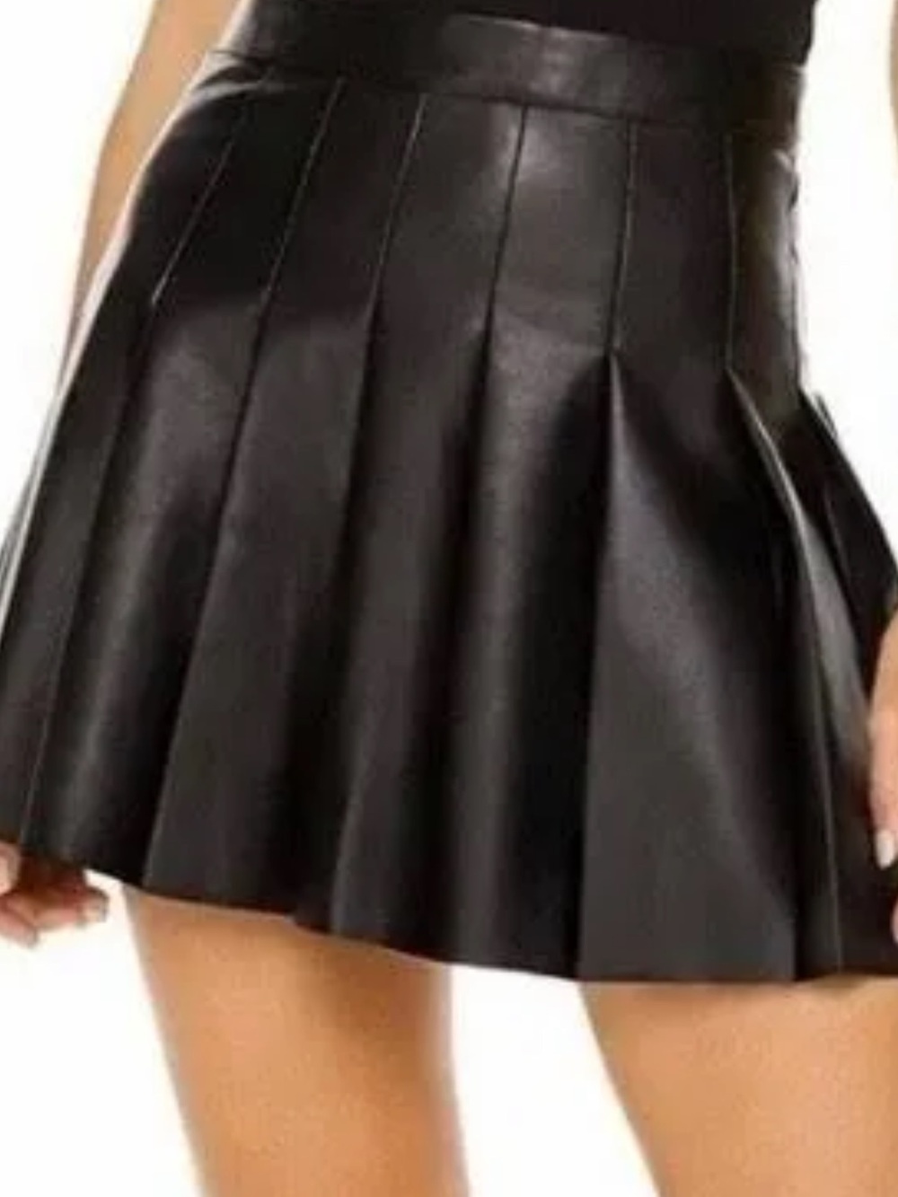 Sunday Best Black Pleated Faux Leather Mini Skirt